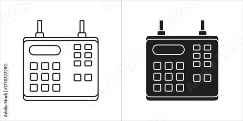 Calendar icon in outline and solid black on