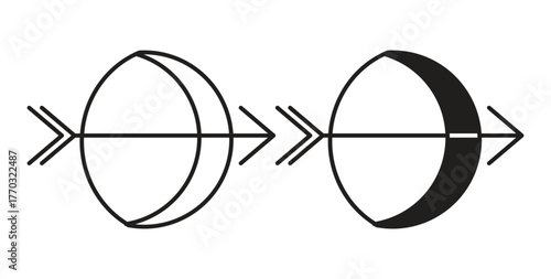 Bow arrow icon with line and silhouette versions.