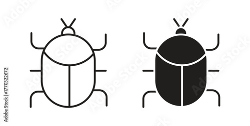 Bug icon with line and silhouette versions.