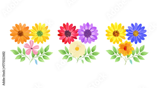 spring flowers on white background