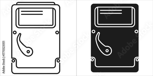 Simple line art and silhouette of a vintage analog multimeter