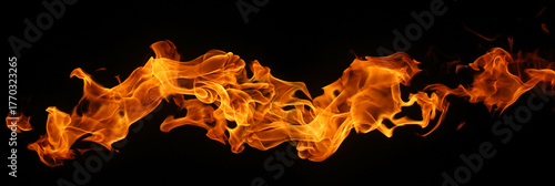 fire flame isolated black background. motion design, burst effect, cinematic explosion scenes, heat energy concepts in torch. heat texture, burn in the grill. flame blaze at night, fire sizzling