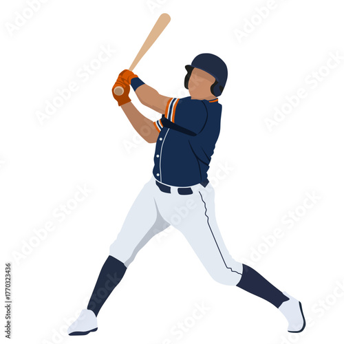 Baseball Player Hitting a Home Run,baseball batter captured in the powerful follow through of a full swing illustration 