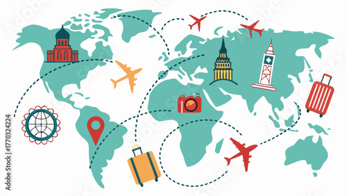 Plan your next global adventure with this travel destinations world map graphic