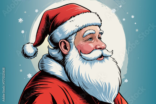Abstract Santa Claus Profile Vector Portrait | Artistic Christmas Illustration