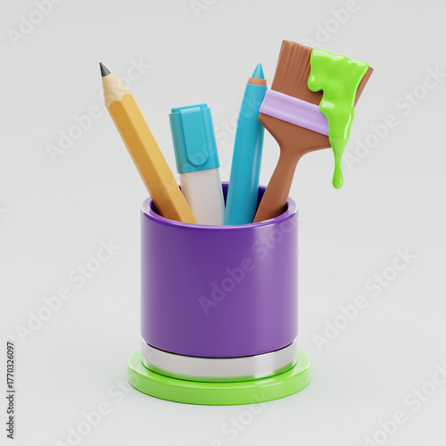 Stylized_Creative_Supplies_Purple_Organizer_Glossy_Lime_Dripping_Transparent