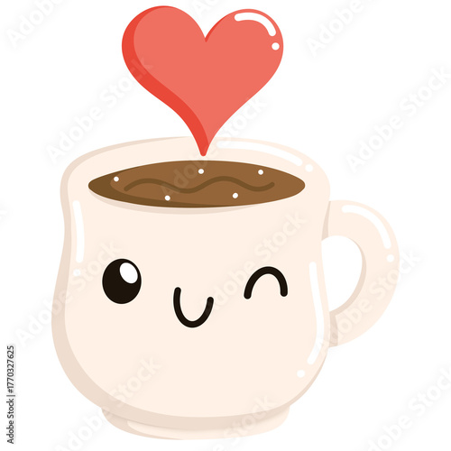 Cute coffee cup with heart