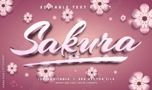 sakura vector text effect with modern style