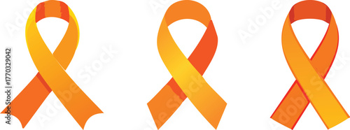Appendix Cancer awareness ribbon amber colour disease, icon, hope, health, vector, charity, help, support, campaign, element, illustration,