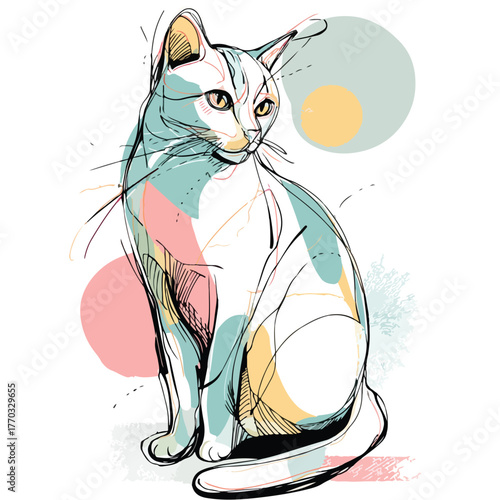 Sleek Single Line Cat Drawing