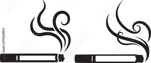Two cigarettes with swirling smoke silhouette