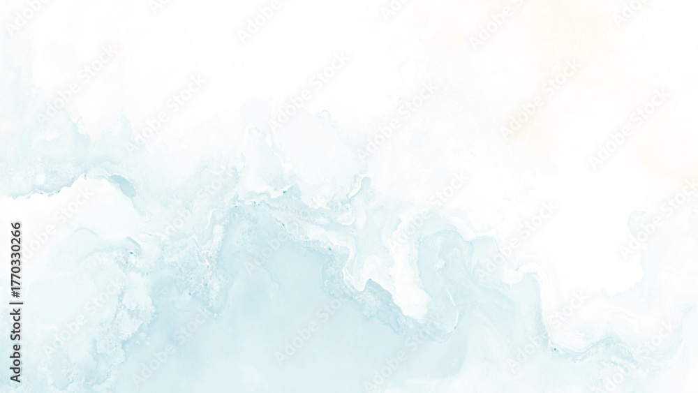 Fototapeta premium Abstract watercolor wash of teal and deep blue hues, creating a textured horizontal band against a white background