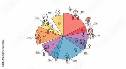 Demographic Pie Chart Showing Diversity Percentages Of Different Groups