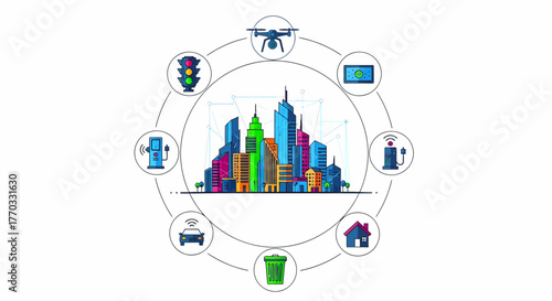 Smart City Concept With Connected Technology And Sustainable Infrastructure