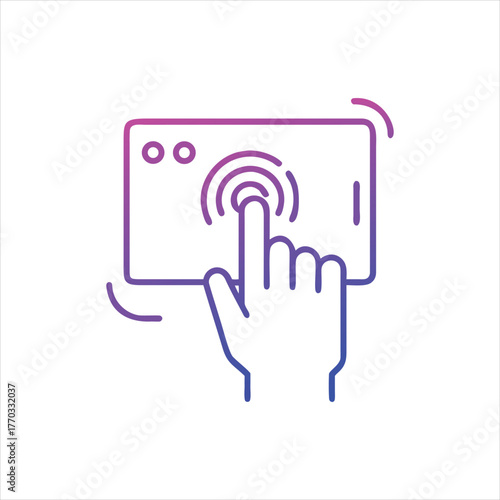 Hand Touching Digital Screen - Interactive Touchscreen Icon