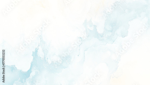 Abstract watercolor wash in shades of blue and white. Soft, textured blend of colors