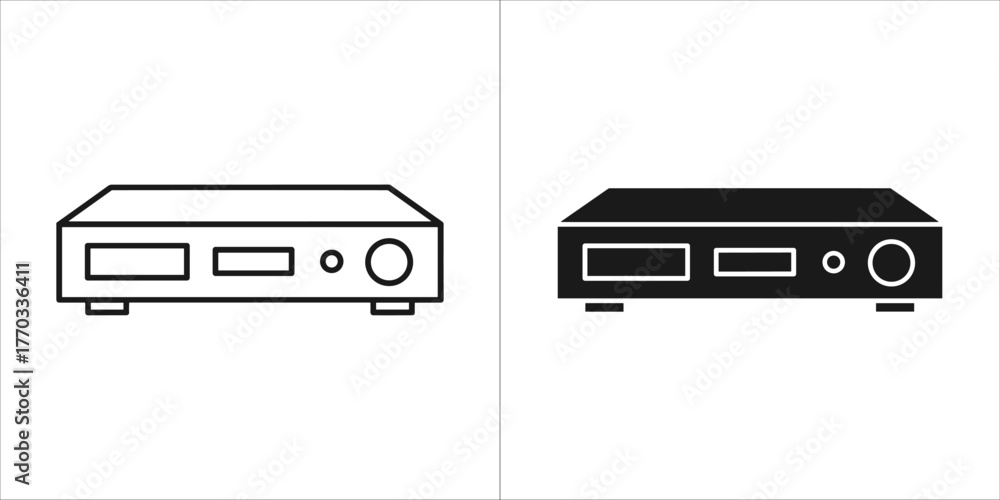 Fototapeta premium Settop box icon, outline and solid style