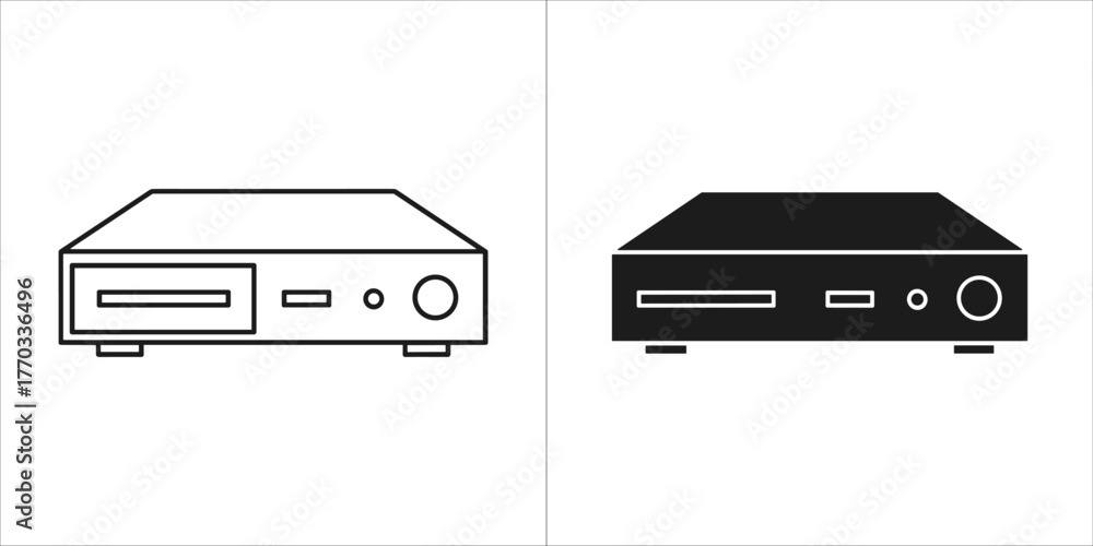 Fototapeta premium Settop box, line art and silhouette