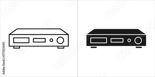 Settop box icon, outline and solid style