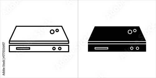 Settop box icon, outline and solid style