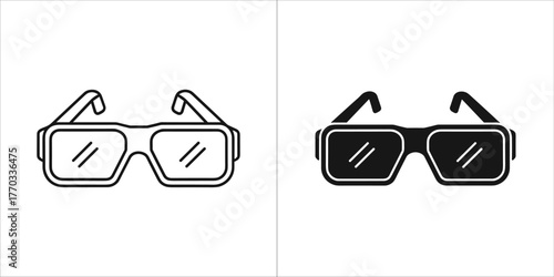 Two pairs of glasses, one outline and one filled