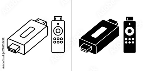 Hdmi streaming stick and remote control icons