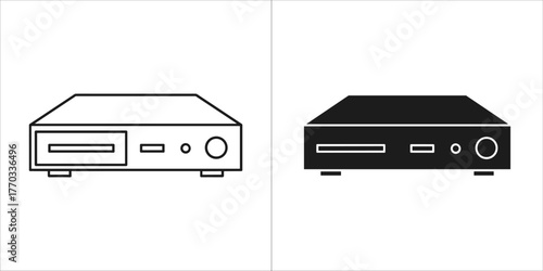 Settop box, line art and silhouette
