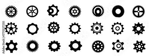 Retro gears icon collection , Flat design, vector illustration, Simple mechanical cogwheel. Technology gears settings icon. Engineering ,Simple cog , Flat steampunk style vector set. 
