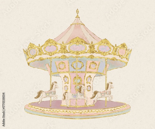 Whimsical Amusement Park party card Pastel Color