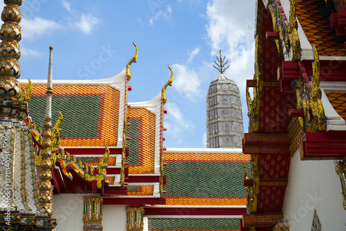 Canvastavla Roofs and pagodas in Wat Pho or Pho Temple, Wat Phra Chetuphon Wimon Mangkhalara