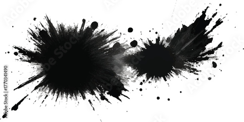 Black ink splatters on white abstract vector illustration perfect for backgrounds and design elements