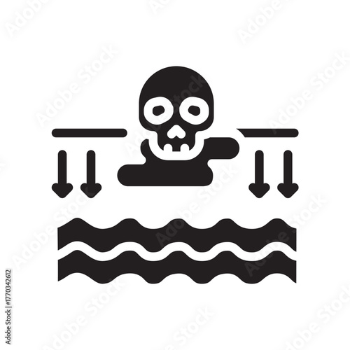 groundwater pollution black line icon for digital and print projects.