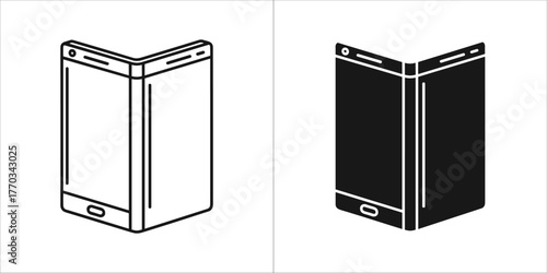 Foldable smartphone icon in outline and solid style