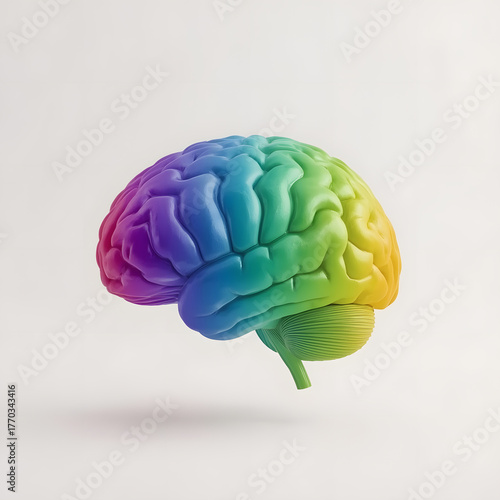 Creative Intelligence Brain Model in Pastel Colors 3D