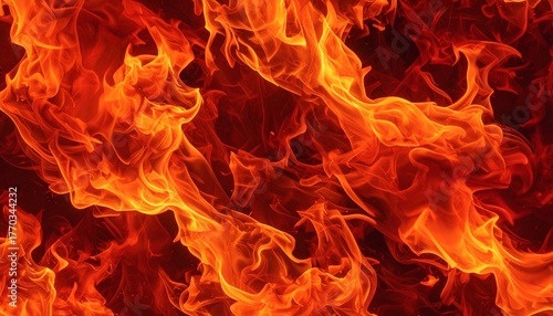 赤い炎. Red Flames. AI generated.