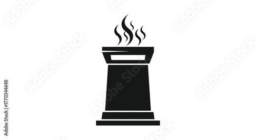 Black silhouette of a tall column with a flame burning on top representing light and guidance