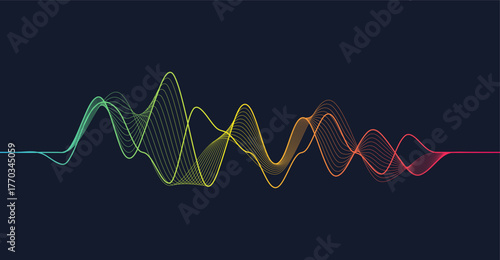 Colorful dynamic wave. Music abstract background. Music wave poster design