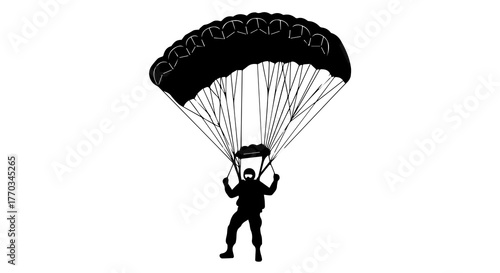 Parachuting Silhouette with Rounded Canopy and Controlled Descent