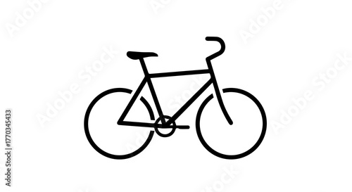 Minimalist Bicycle Silhouette in Bold Black Outline on White Background