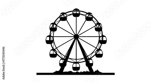 Modern Ferris Wheel Silhouette with Enclosed Cabins on Grassy Base