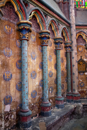 Historic Church Interior With Ornate Columns, Arches, in amiens framce