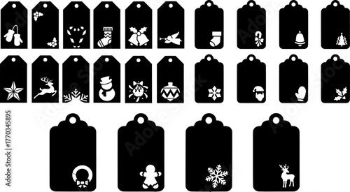 Christmas Gift Tag Vector Collection Representing Holiday Label, Minimalist Decoration, and Packaging Design Concept