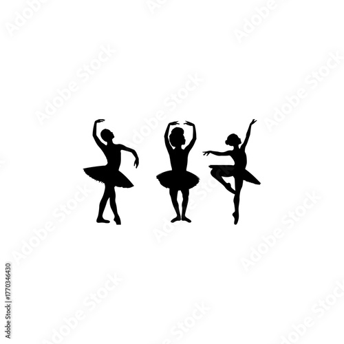 Ballet silhouette ballerina Beautiful set