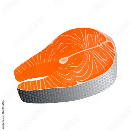 Salmon steak illustrating raw fish meat for healthy eating
