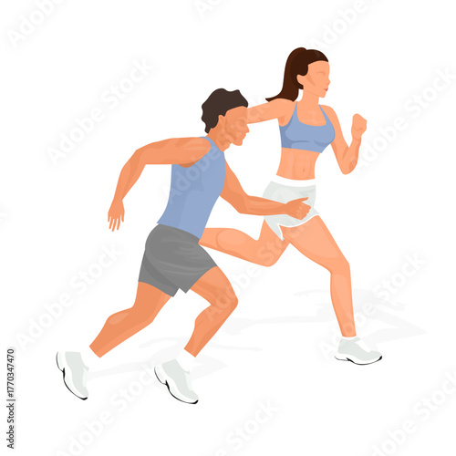 Couple running together exercising for fitness and healthy lifestyle
