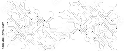 Circuit board digital abstract background. Motherboard technology texture design. AI semiconductor and computer processor on tech bg. Vector illustration