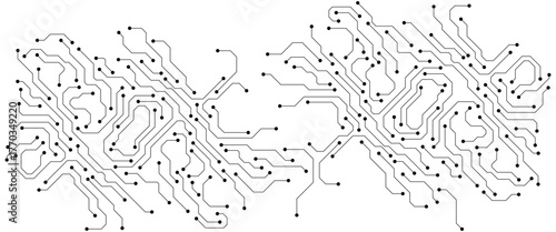Circuit board digital abstract background. Motherboard technology texture design. AI semiconductor and computer processor on tech bg. Vector illustration