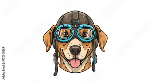 Adventure awaits this happy, energetic dog ready to explore the skies in vintage pilot gear, perfect for exciting journeys and daring escapades.