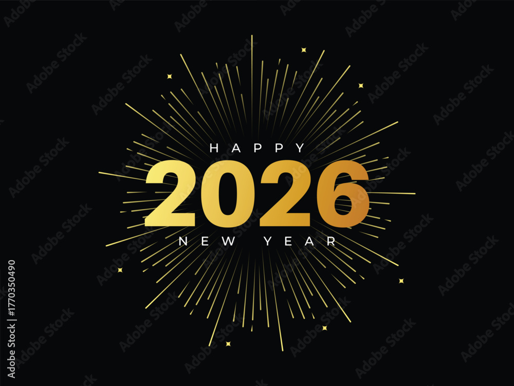 Fototapeta premium Happy New Year 2026 Festive Celebration banner party event decoration template vector high resolution