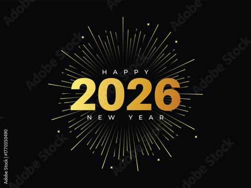 Happy New Year 2026 Festive Celebration banner party event decoration template vector high resolution